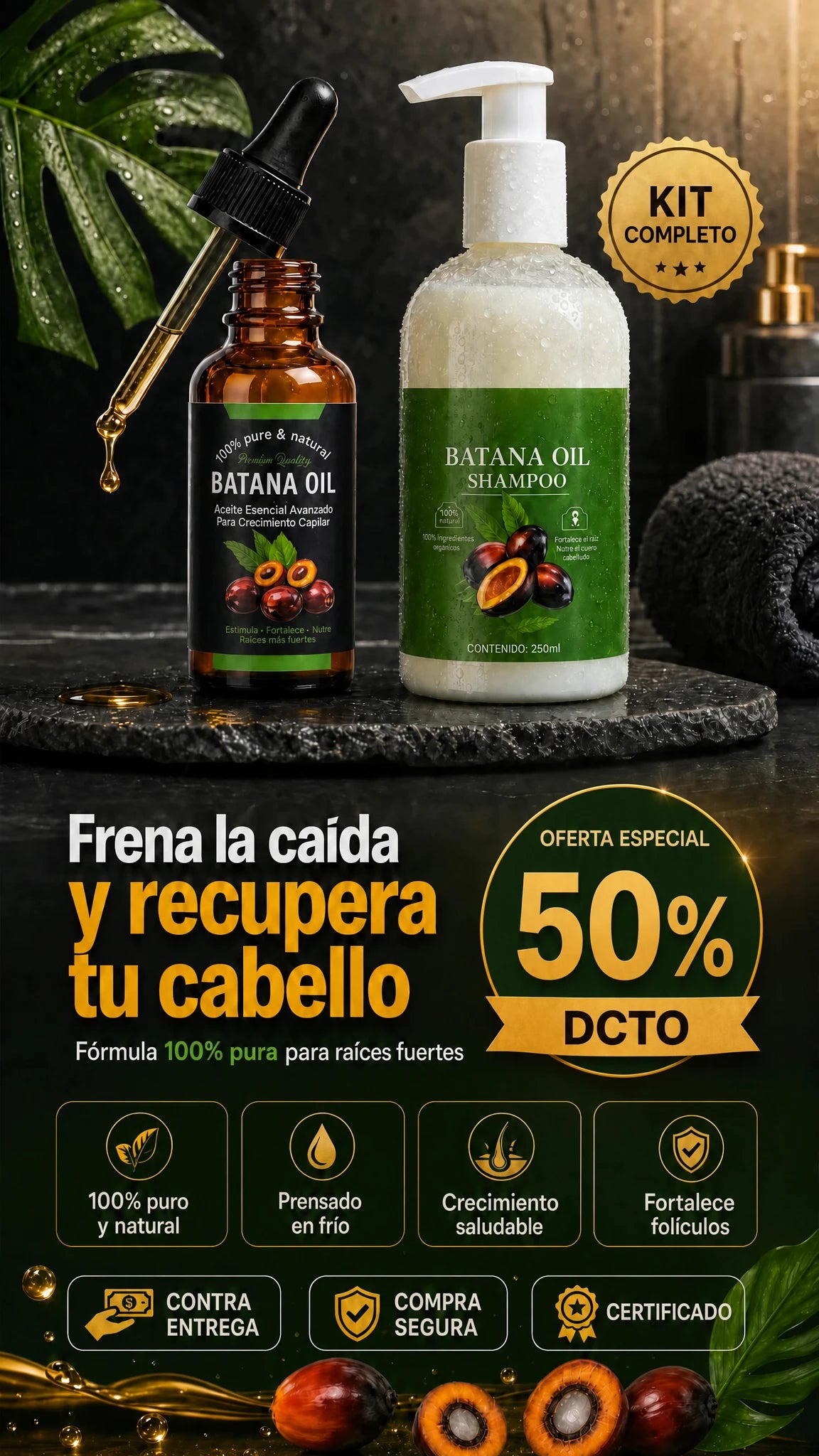 Kit de Cuidado Capilar con Aceite de Batana: Shampoo + Aceite Esencial